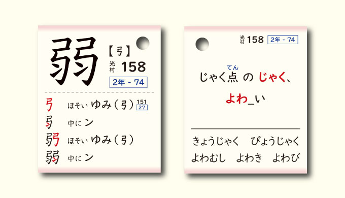 ミチムラ式漢字カード「弱」