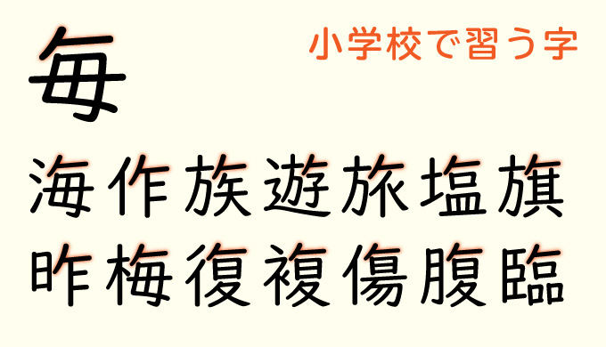 漢字に使われる部分の一覧