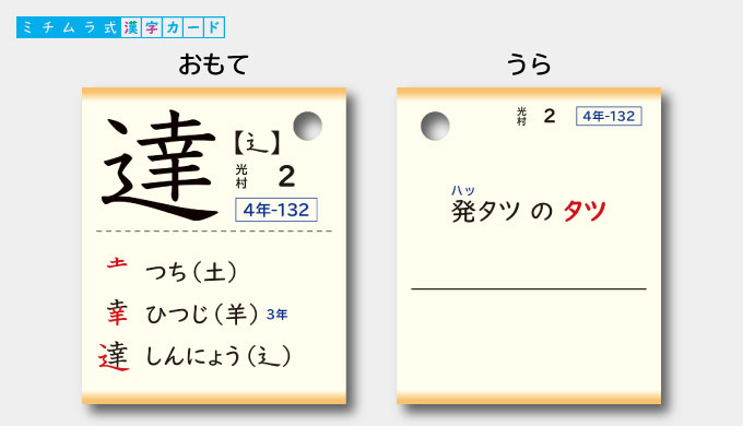 ミチムラ式漢字カード「達」